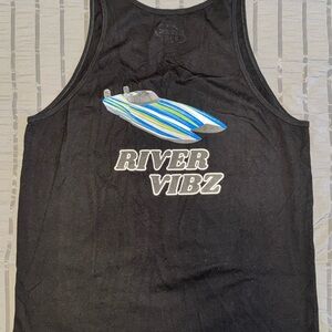 River Vibz Black Tank Top - Blue Performance Boat - Lake & River Lifestyle - New